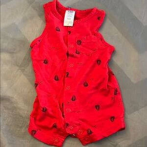 Carter's Red Baby Romper with Sailboat Print